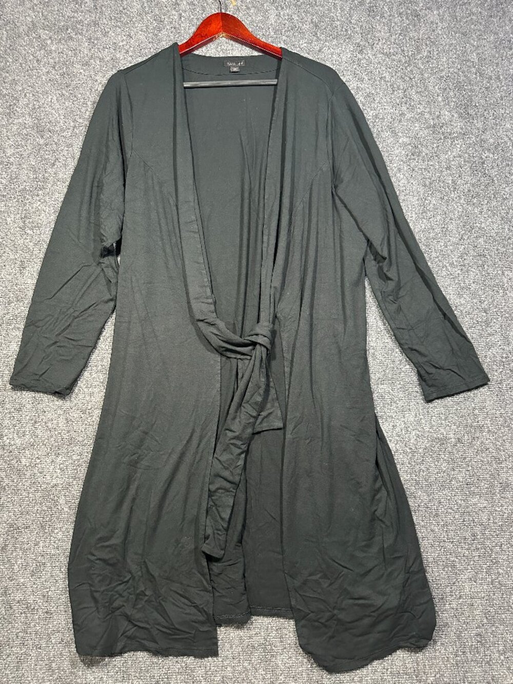 J Jill Sweater Womens 2X Wearever Collection Black Cardigan Long Sleeve Tie Belt